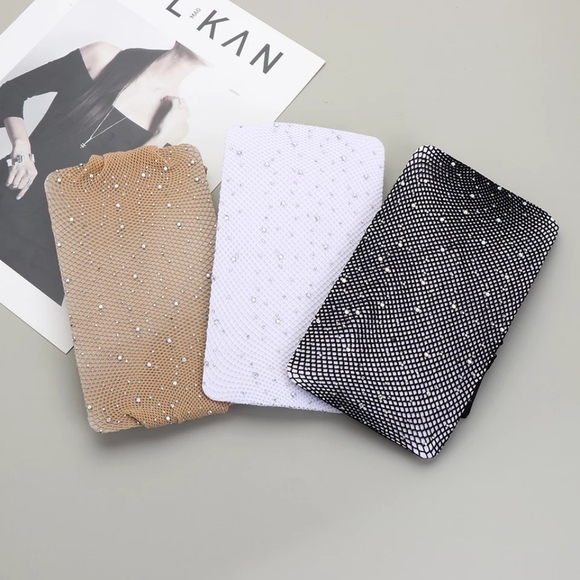 Coffee Fishnet Pantyhose full of rhinestones - Picture 12 of 14